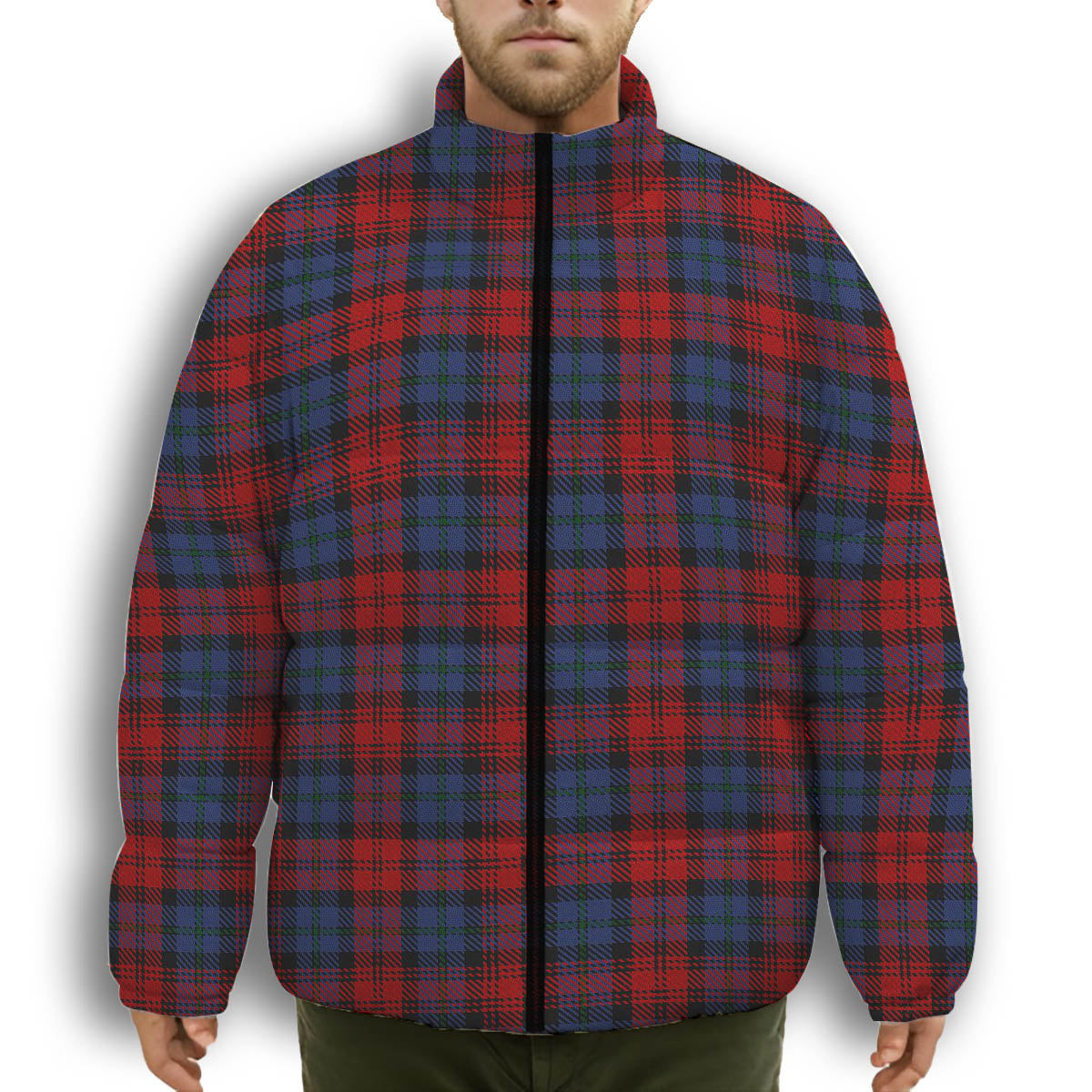 ScotsTee Shop Scottish MacLachlan Modern Premium Tartan Collar Down Jacket Winter White Duck Down Plaid