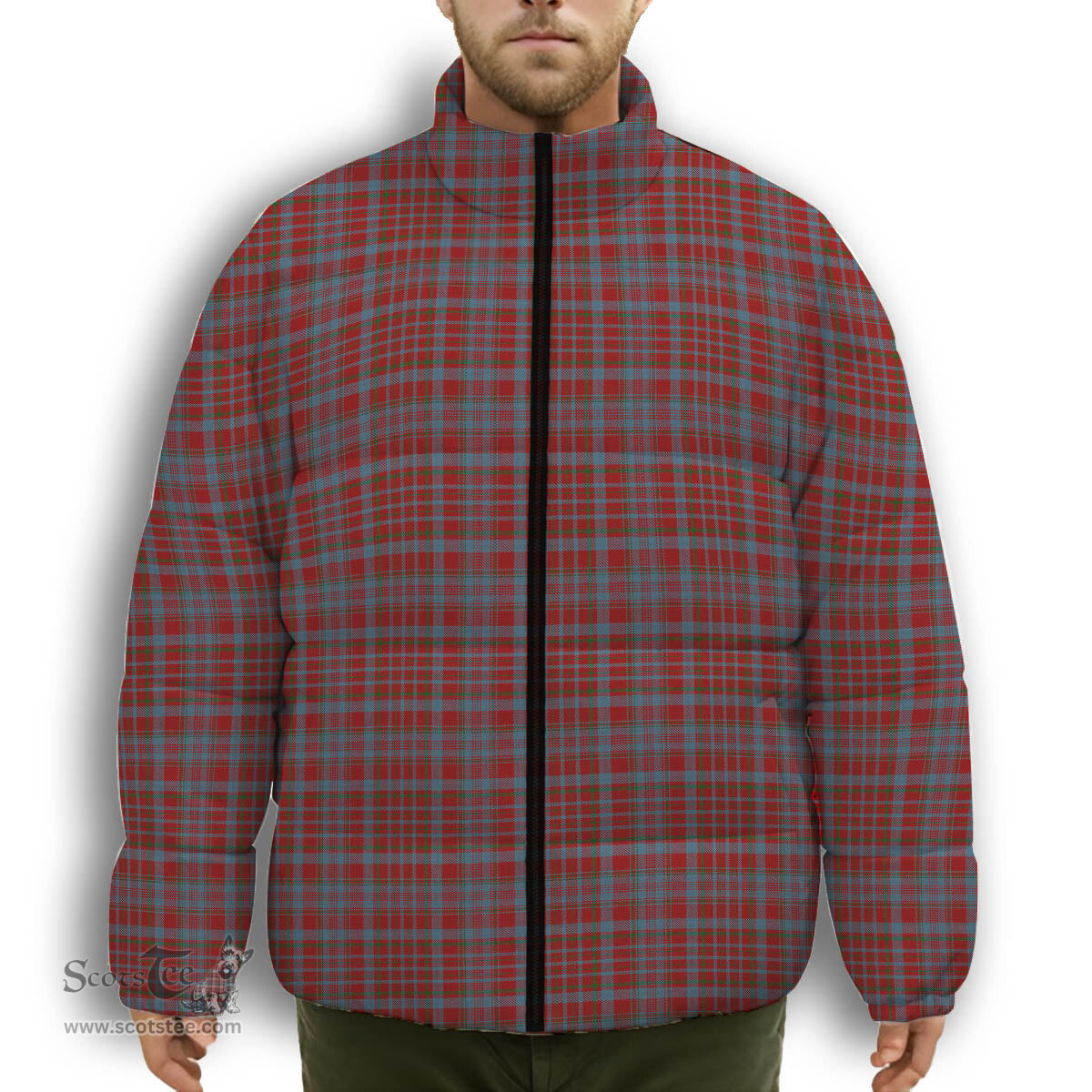 ScotsTee Shop Scottish Murray of Polmaise Premium Tartan Collar Down Jacket Winter White Duck Down Plaid