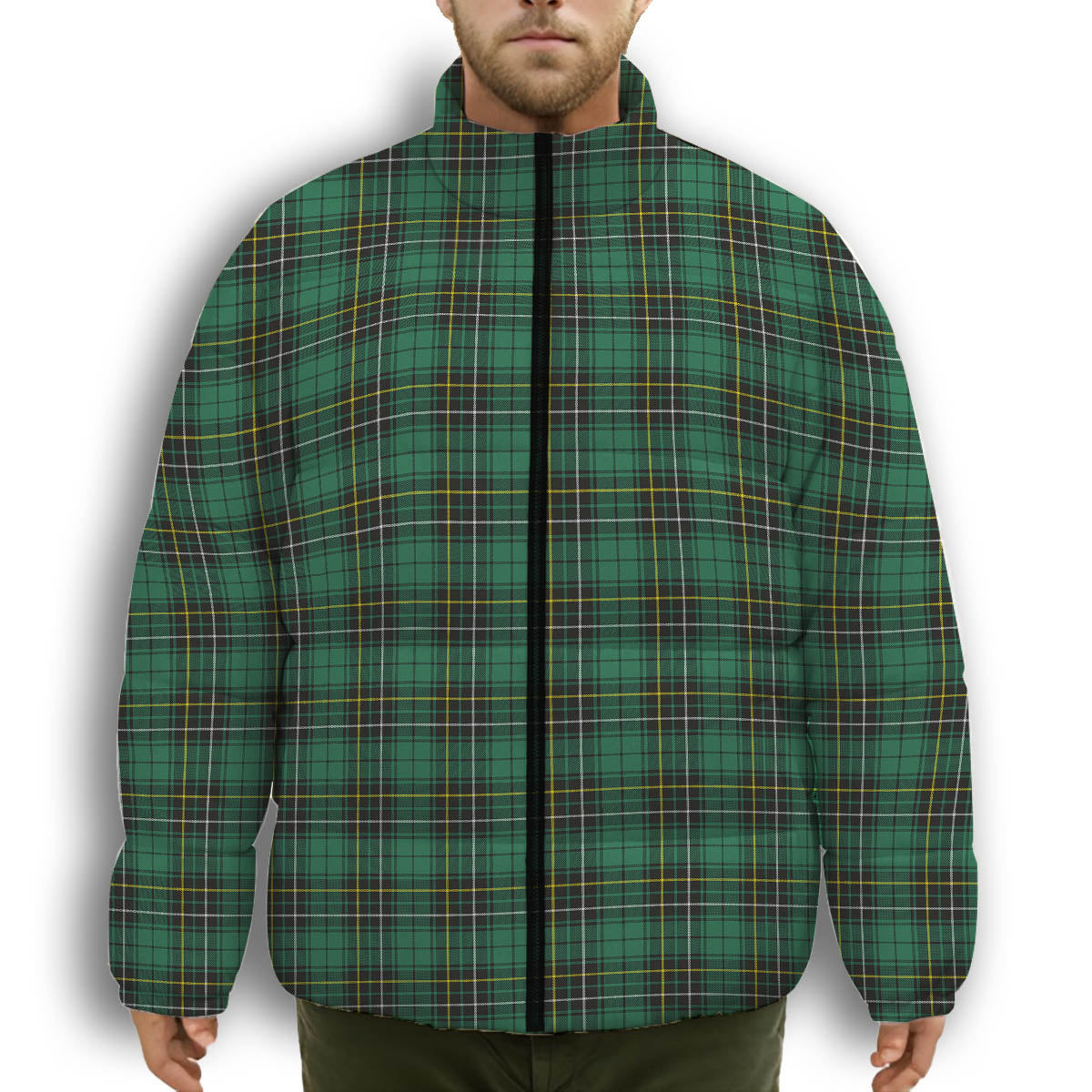 ScotsTee Shop Scottish McAlpine Ancient Premium Tartan Collar Down Jacket Winter White Duck Down Plaid