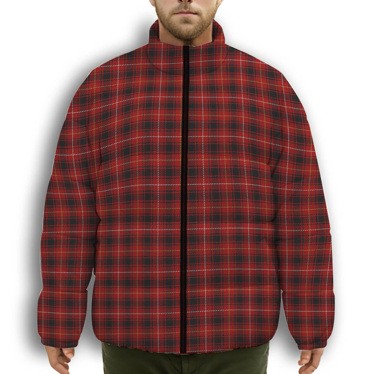 ScotsTee Shop Scottish MacIver 3 Premium Tartan Collar Down Jacket Winter White Duck Down Plaid