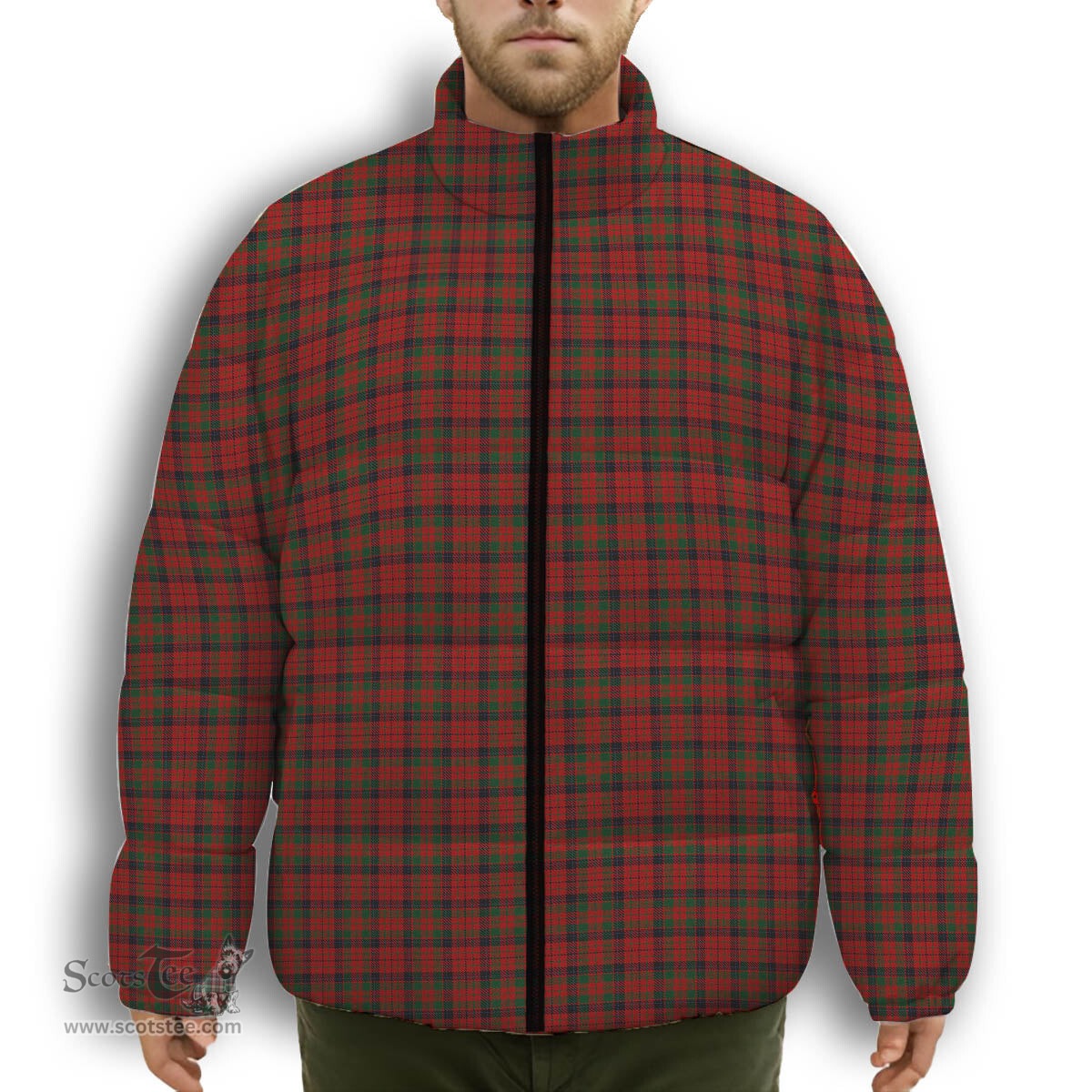 ScotsTee Shop Scottish MacNicol of Scorrybreac Premium Tartan Collar Down Jacket Winter White Duck Down Plaid
