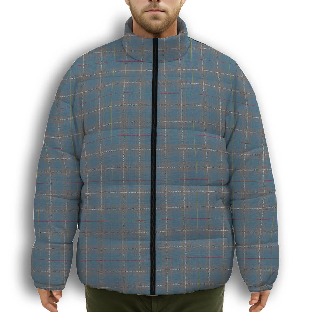 ScotsTee Shop Scottish McKerrell of Hillhouse Dress Premium Tartan Collar Down Jacket Winter White Duck Down Plaid