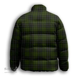 ScotsTee Shop Scottish MacLean Hunting Premium Tartan Collar Down Jacket Winter White Duck Down Plaid