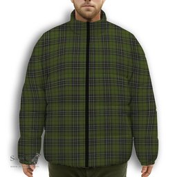 ScotsTee Shop Scottish MacLean Hunting Premium Tartan Collar Down Jacket Winter White Duck Down Plaid