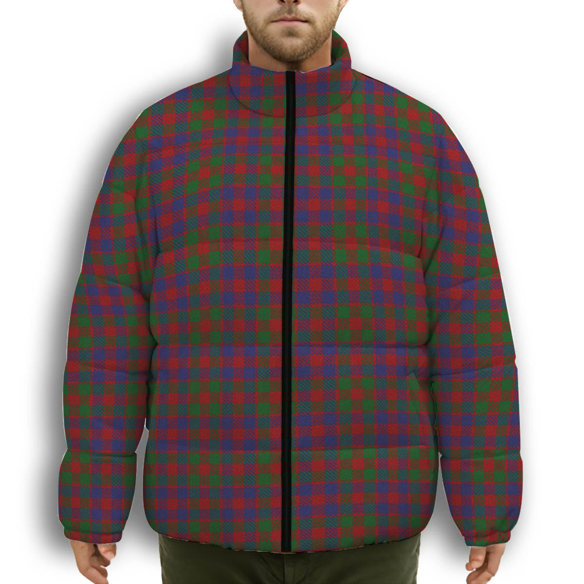 ScotsTee Shop Scottish MacGowan Premium Tartan Collar Down Jacket Winter White Duck Down Plaid