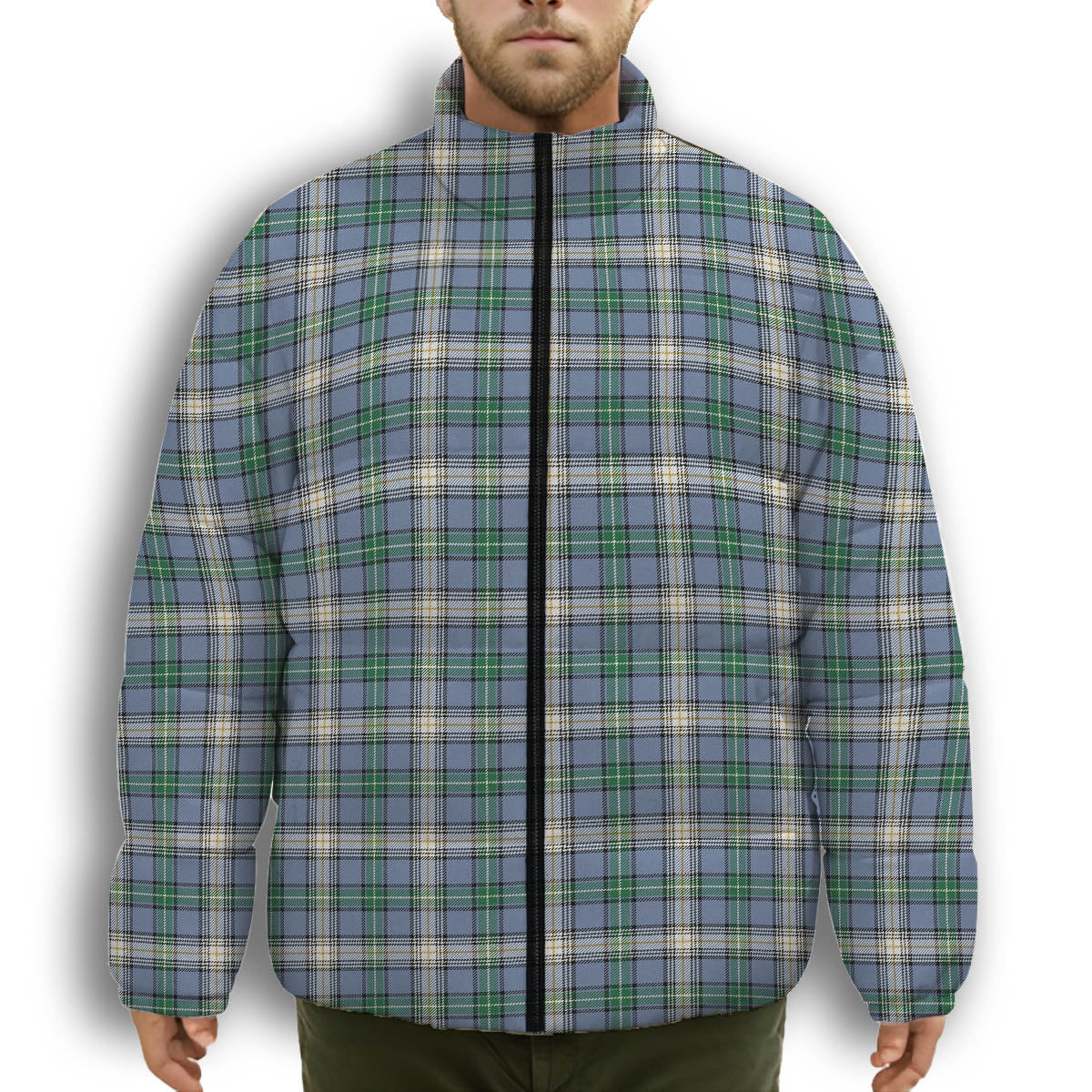 ScotsTee Shop Scottish McDowell Ancient Premium Tartan Collar Down Jacket Winter White Duck Down Plaid