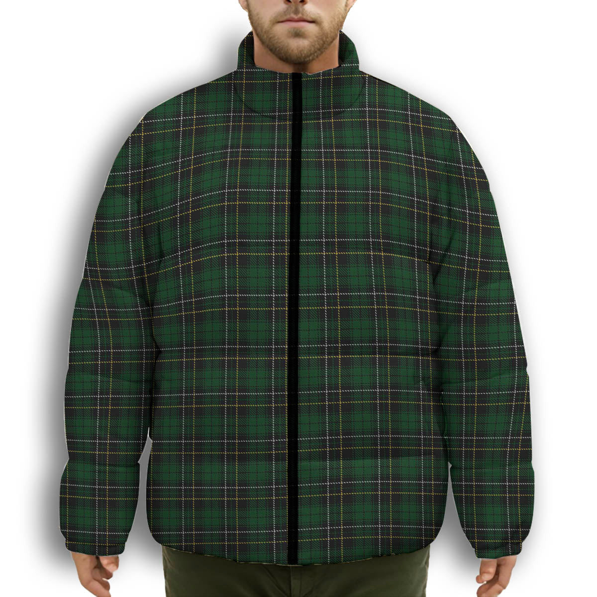 ScotsTee Shop Scottish MacAlpin Premium Tartan Collar Down Jacket Winter White Duck Down Plaid