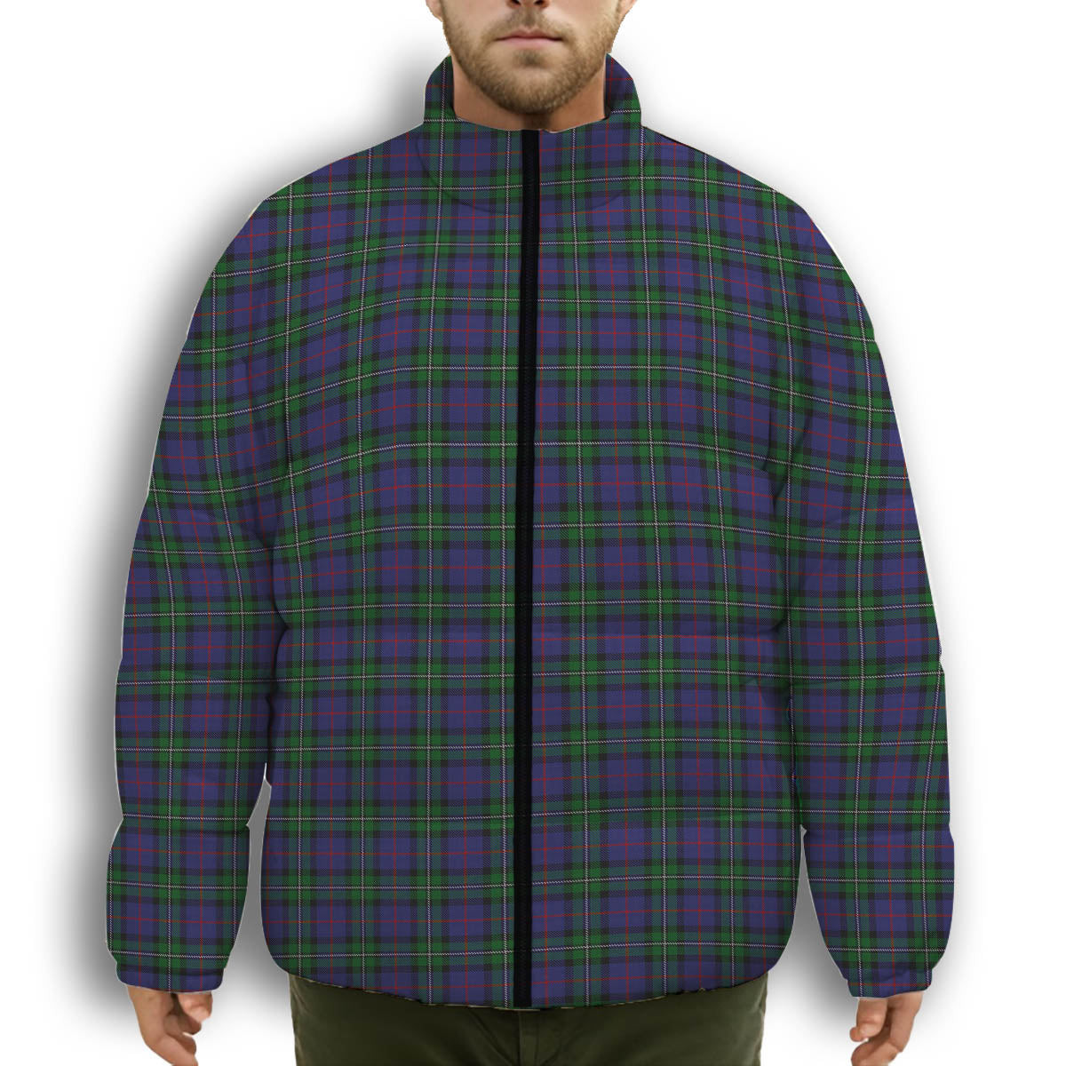 ScotsTee Shop Scottish McPhail Hunting Premium Tartan Collar Down Jacket Winter White Duck Down Plaid