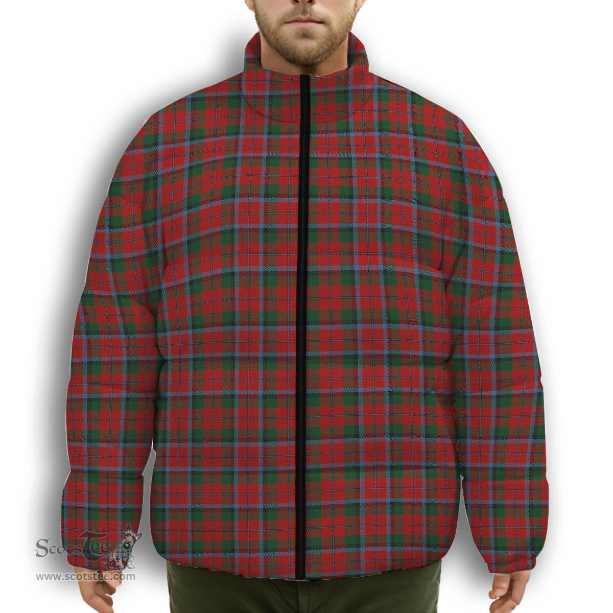 ScotsTee Shop Scottish MacNaughton Premium Tartan Collar Down Jacket Winter White Duck Down Plaid