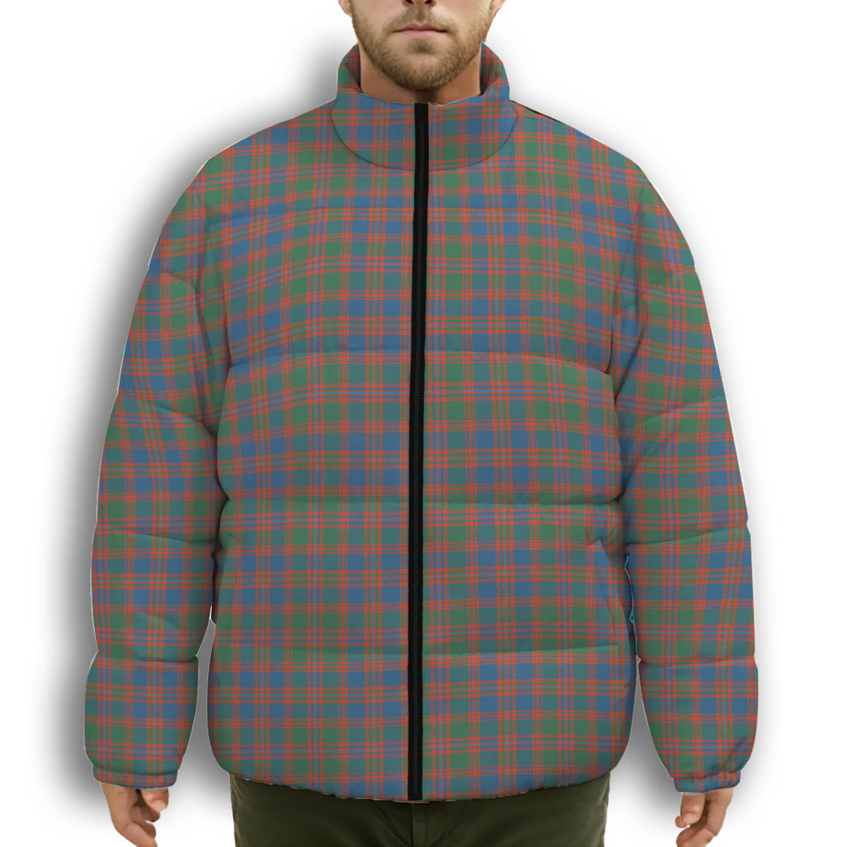 ScotsTee Shop Scottish MacIntyre Ancient Premium Tartan Collar Down Jacket Winter White Duck Down Plaid