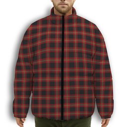ScotsTee Shop Scottish Pirrie Premium Tartan Collar Down Jacket Winter White Duck Down Plaid