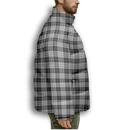 ScotsTee Shop Scottish McLeod Black and White Premium Tartan Collar Down Jacket Winter White Duck Down Plaid