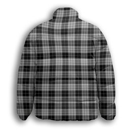 ScotsTee Shop Scottish McLeod Black and White Premium Tartan Collar Down Jacket Winter White Duck Down Plaid