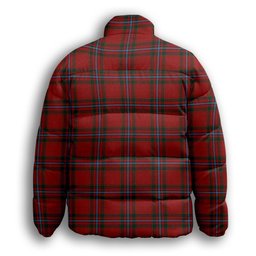 ScotsTee Shop Scottish MacIngust Premium Tartan Collar Down Jacket Winter White Duck Down Plaid