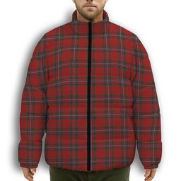 ScotsTee Shop Scottish MacIngust Premium Tartan Collar Down Jacket Winter White Duck Down Plaid