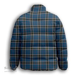 ScotsTee Shop Scottish Thompson Dress Blue Premium Tartan Collar Down Jacket Winter White Duck Down Plaid
