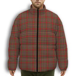 ScotsTee Shop Scottish MacPherson 2 Premium Tartan Collar Down Jacket Winter White Duck Down Plaid