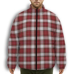 ScotsTee Shop Scottish MacFie Dress Ancient Premium Tartan Collar Down Jacket Winter White Duck Down Plaid