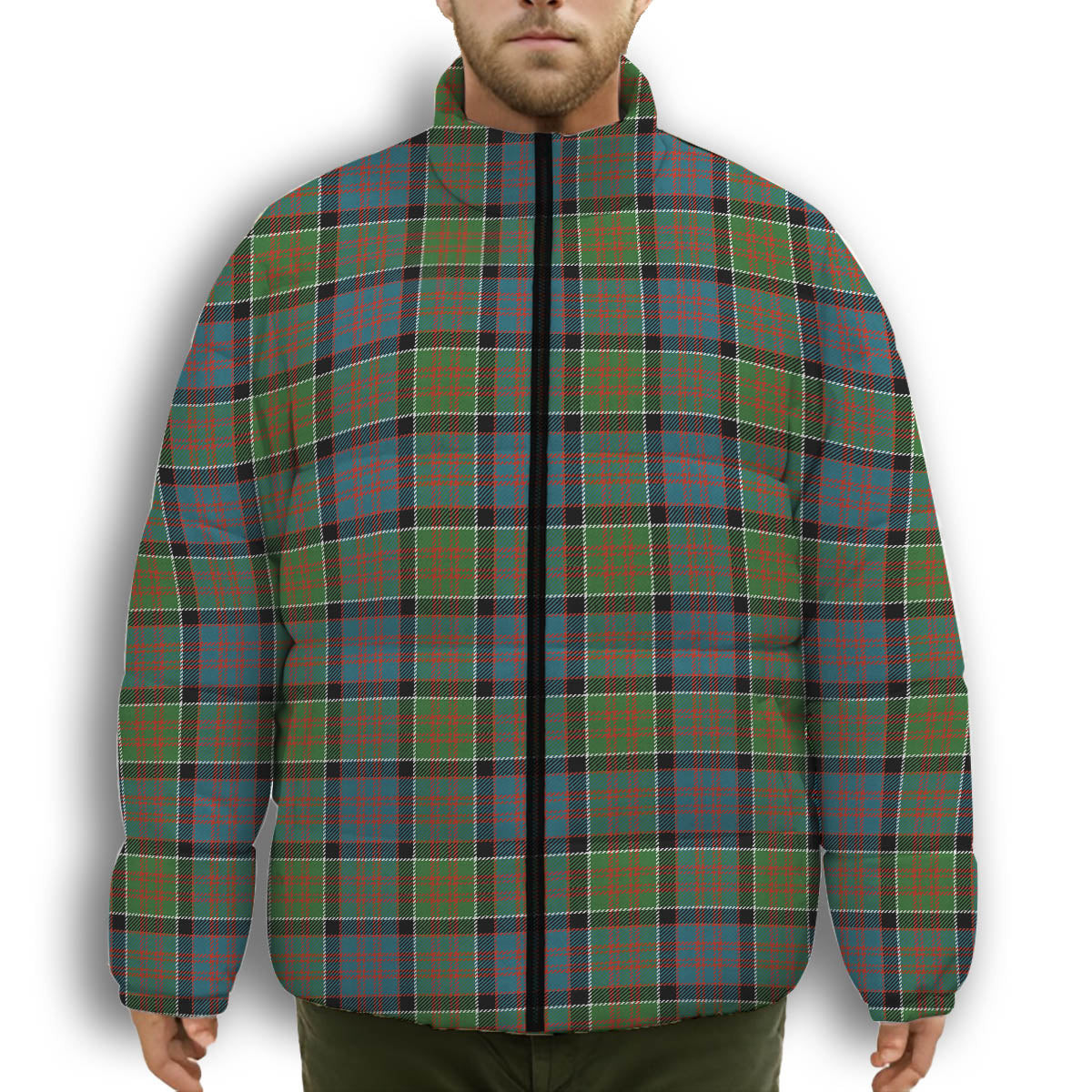 ScotsTee Shop Scottish McDonald of Clan Ranald Ancient Premium Tartan Collar Down Jacket Winter White Duck Down Plaid