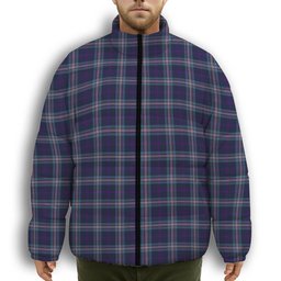ScotsTee Shop Scottish Nevoy Premium Tartan Collar Down Jacket Winter White Duck Down Plaid