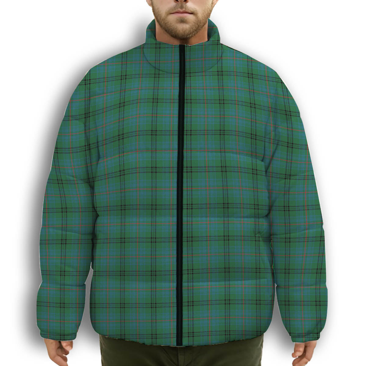 ScotsTee Shop Scottish Walker Hunting Ancient Premium Tartan Collar Down Jacket Winter White Duck Down Plaid