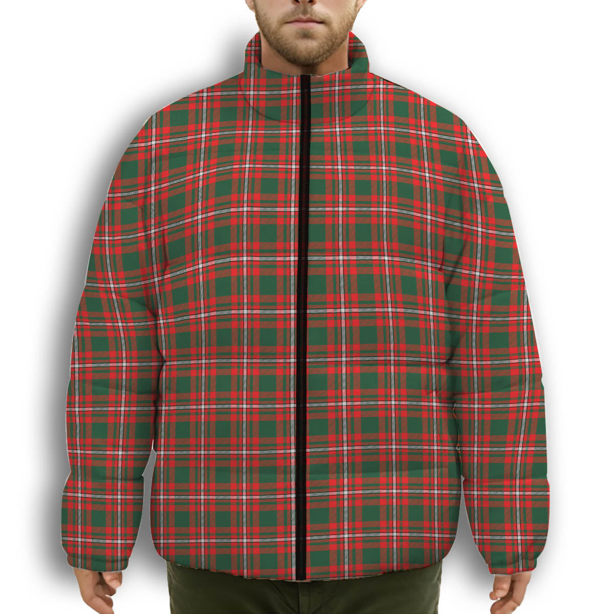 ScotsTee Shop Scottish Princess Margaret Premium Tartan Collar Down Jacket Winter White Duck Down Plaid