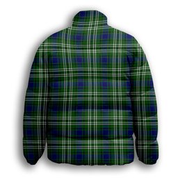 ScotsTee Shop Scottish Learmonth Premium Tartan Collar Down Jacket Winter White Duck Down Plaid