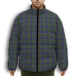ScotsTee Shop Scottish Wood SC Premium Tartan Collar Down Jacket Winter White Duck Down Plaid