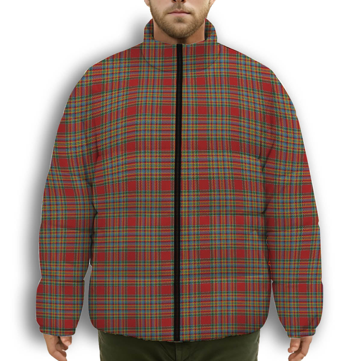 ScotsTee Shop Scottish MacKintosh 8 Premium Tartan Collar Down Jacket Winter White Duck Down Plaid