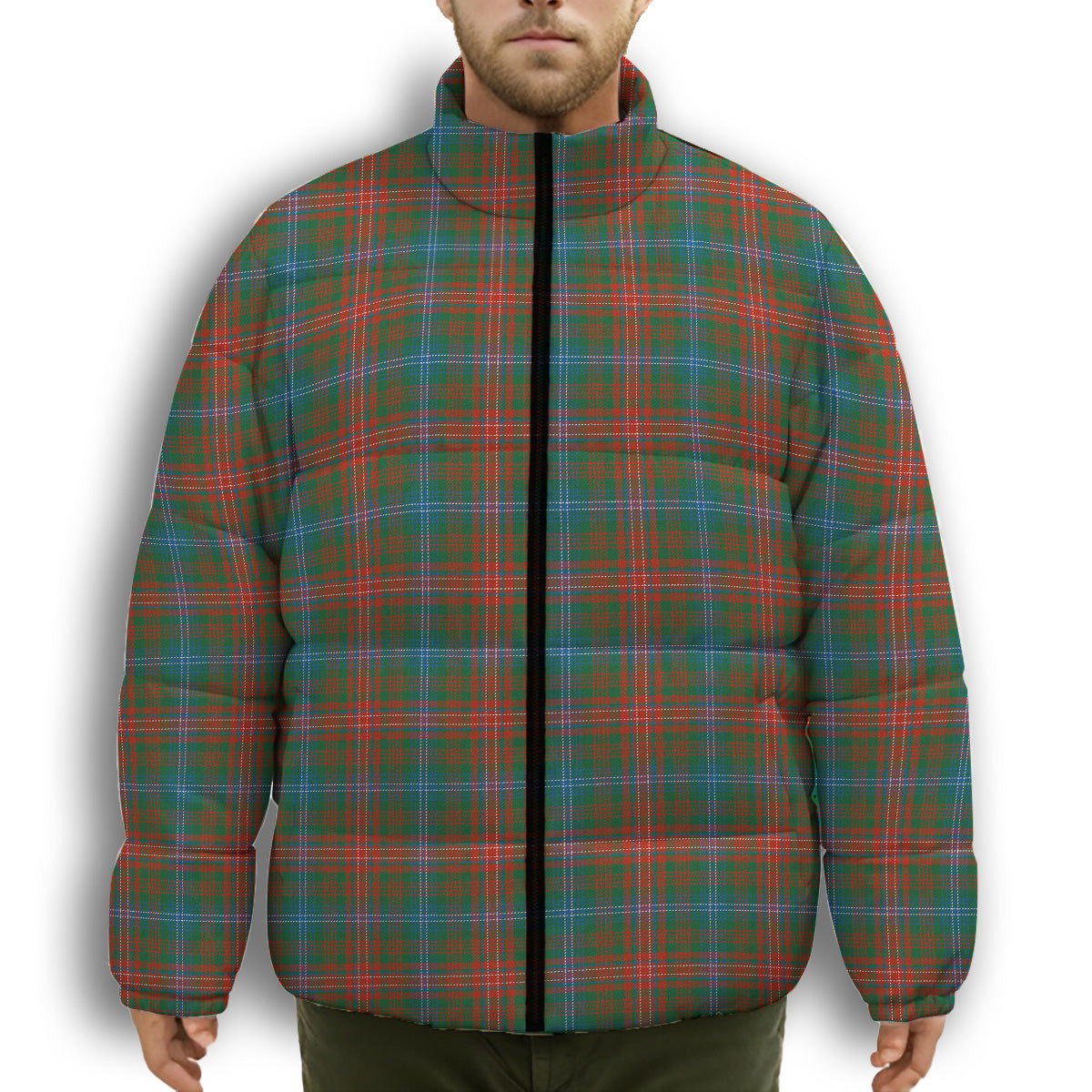 ScotsTee Shop Scottish Wilson Janet Ancient Clan Premium Tartan Collar Down Jacket Winter White Duck Down Plaid