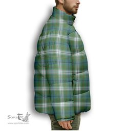 ScotsTee Shop Scottish Johnstone Dress Ancient Premium Tartan Collar Down Jacket Winter White Duck Down Plaid