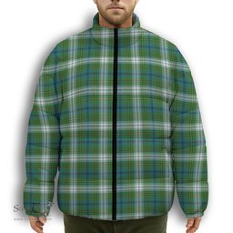 ScotsTee Shop Scottish Johnstone Dress Ancient Premium Tartan Collar Down Jacket Winter White Duck Down Plaid