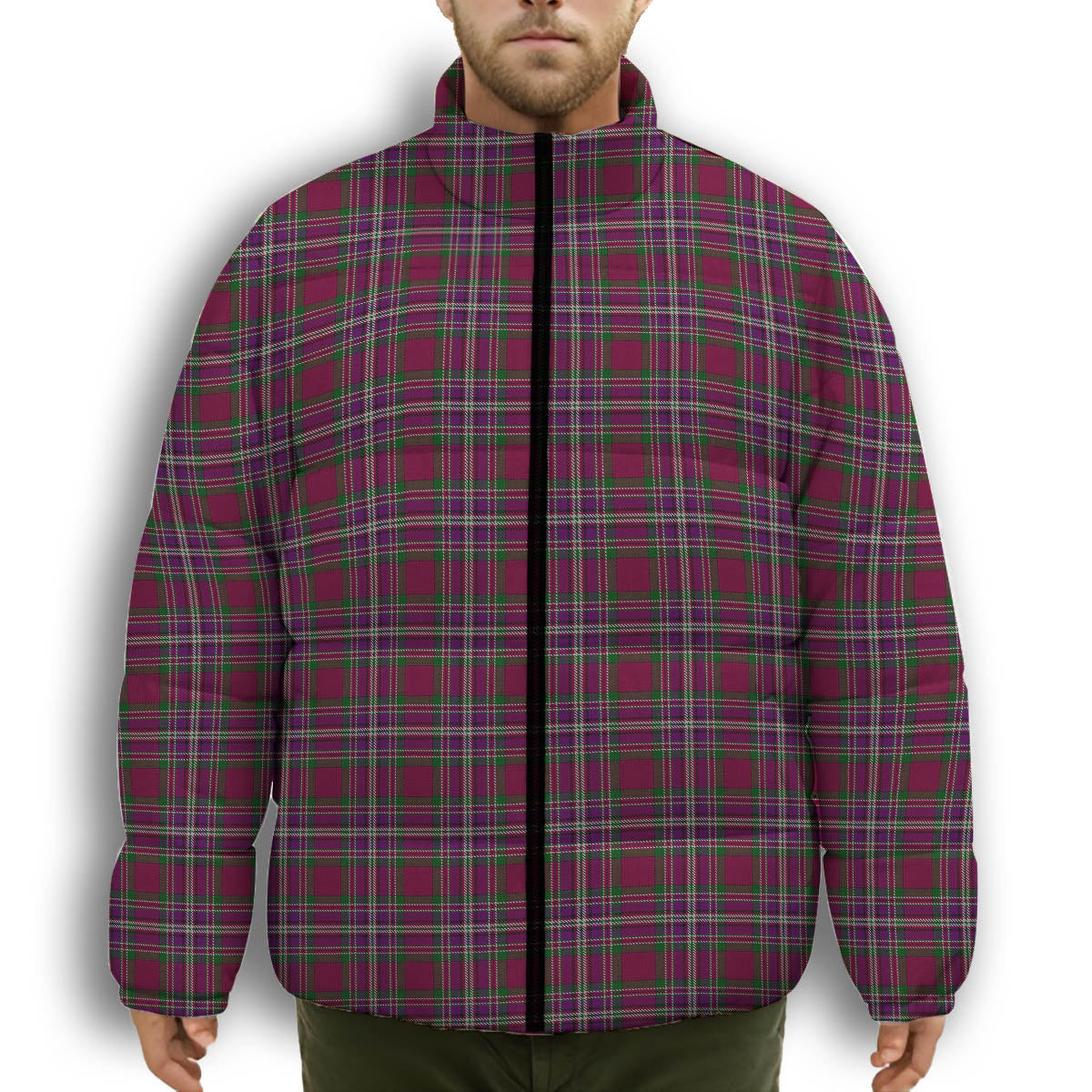 ScotsTee Shop Scottish Lendrum Lyon version Premium Tartan Collar Down Jacket Winter White Duck Down Plaid