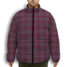 ScotsTee Shop Scottish Lendrum Lyon version Premium Tartan Collar Down Jacket Winter White Duck Down Plaid
