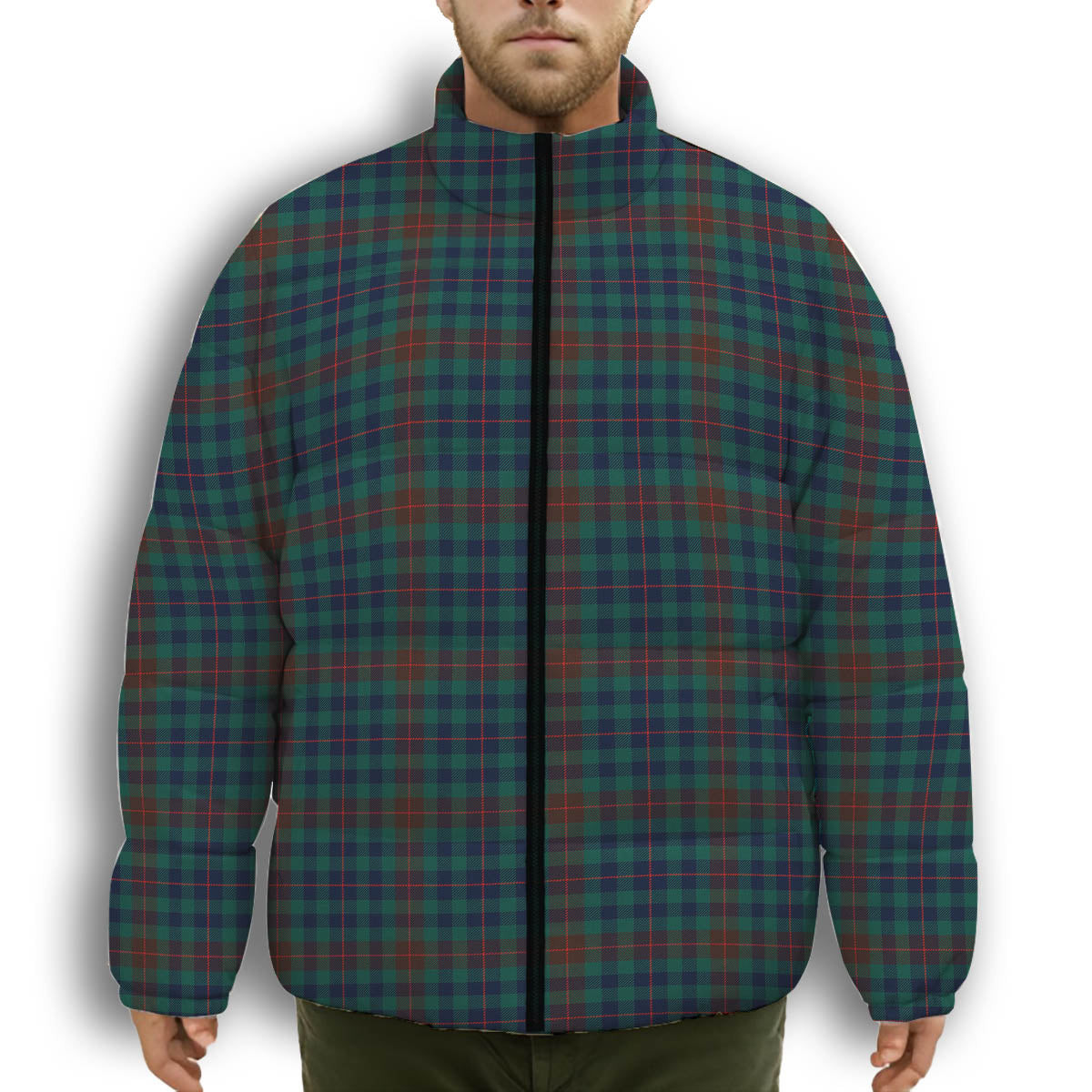 ScotsTee Shop Scottish Tennant Yules Modern Premium Tartan Collar Down Jacket Winter White Duck Down Plaid