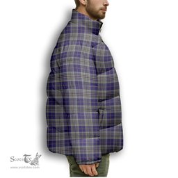 ScotsTee Shop Scottish Hanna of Stirlingshire Premium Tartan Collar Down Jacket Winter White Duck Down Plaid
