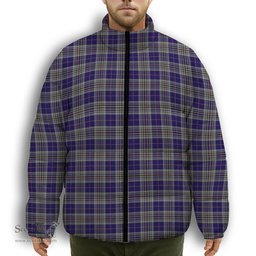 ScotsTee Shop Scottish Hanna of Stirlingshire Premium Tartan Collar Down Jacket Winter White Duck Down Plaid
