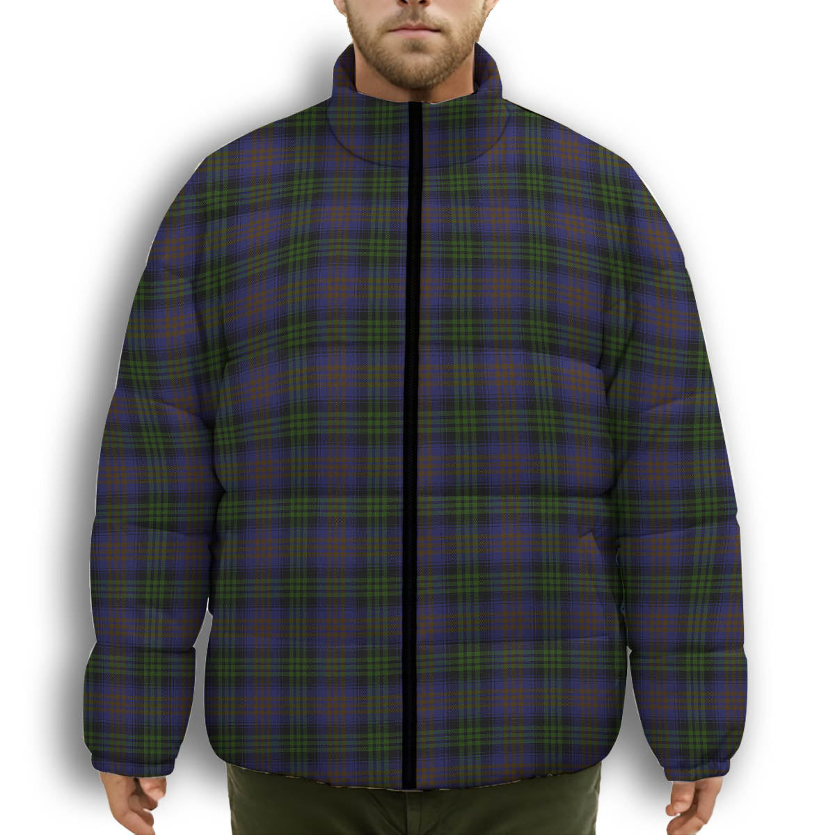 ScotsTee Shop Scottish Lysaght Hunting Premium Tartan Collar Down Jacket Winter White Duck Down Plaid