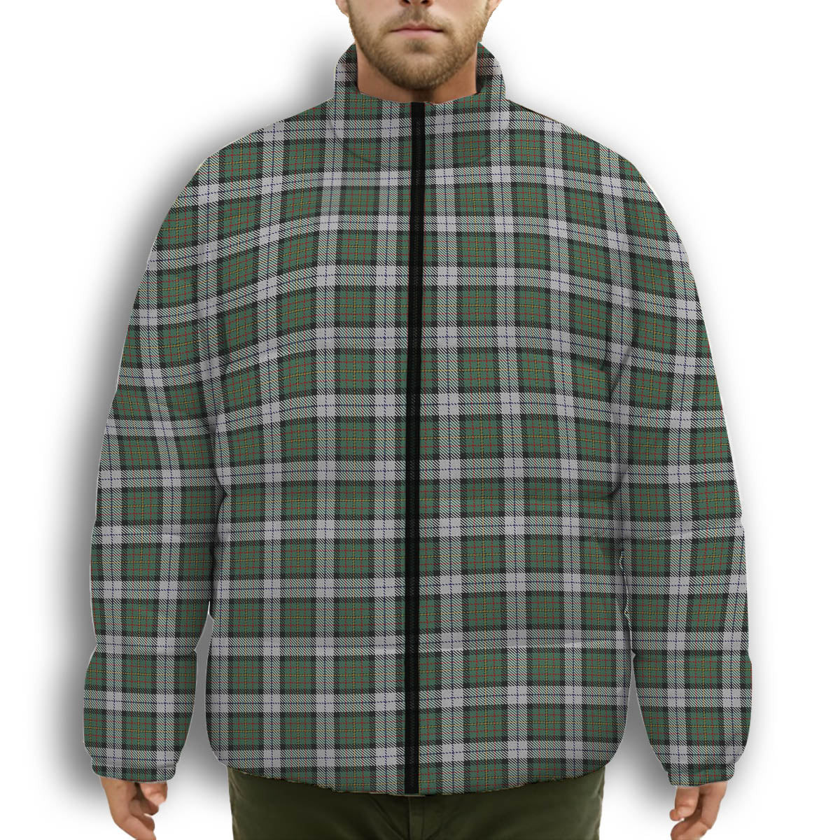 ScotsTee Shop Scottish MacLaren Dress Premium Tartan Collar Down Jacket Winter White Duck Down Plaid