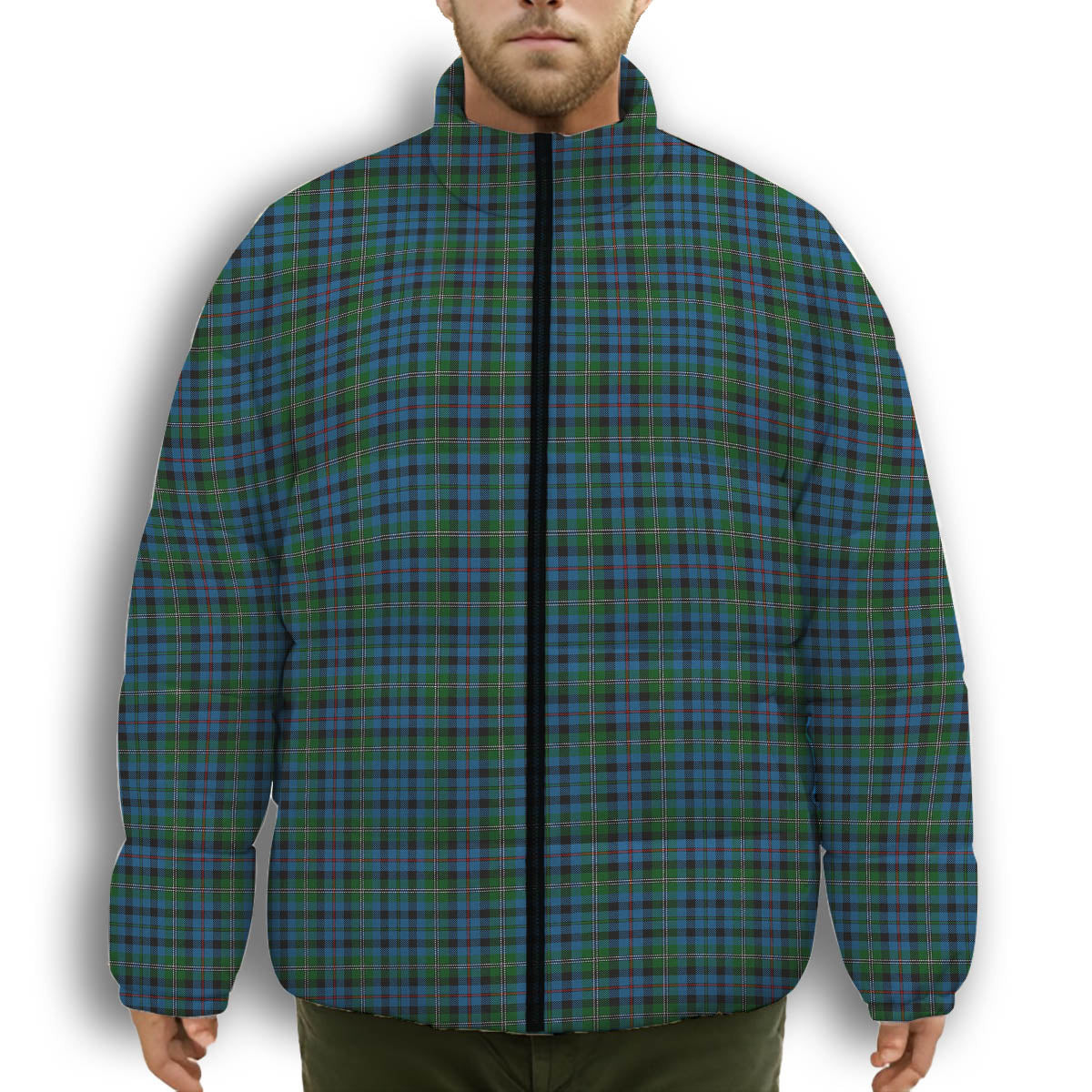 ScotsTee Shop Scottish Stephenson Hunting 2 Premium Tartan Collar Down Jacket Winter White Duck Down Plaid