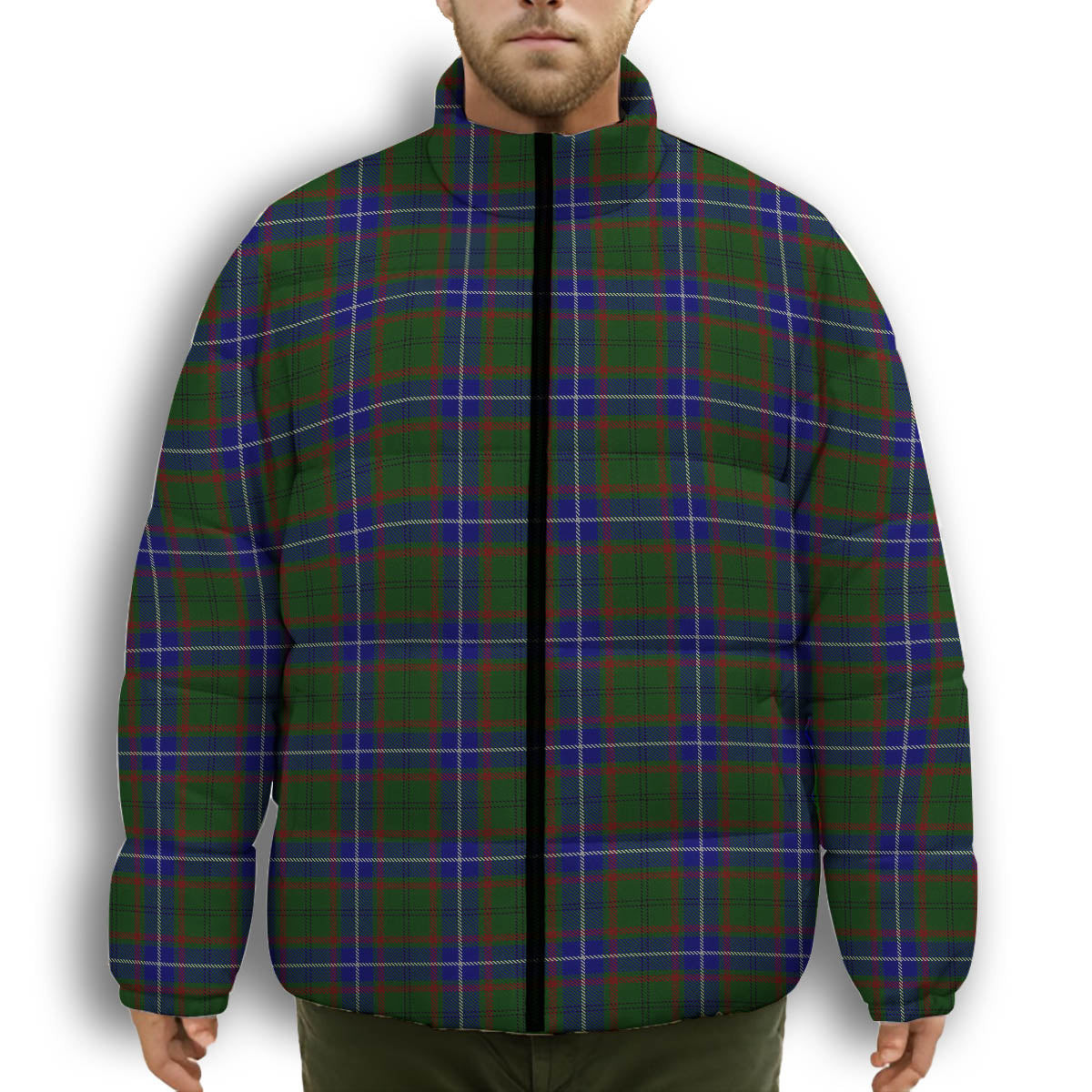 ScotsTee Shop Scottish Lee Premium Tartan Collar Down Jacket Winter White Duck Down Plaid