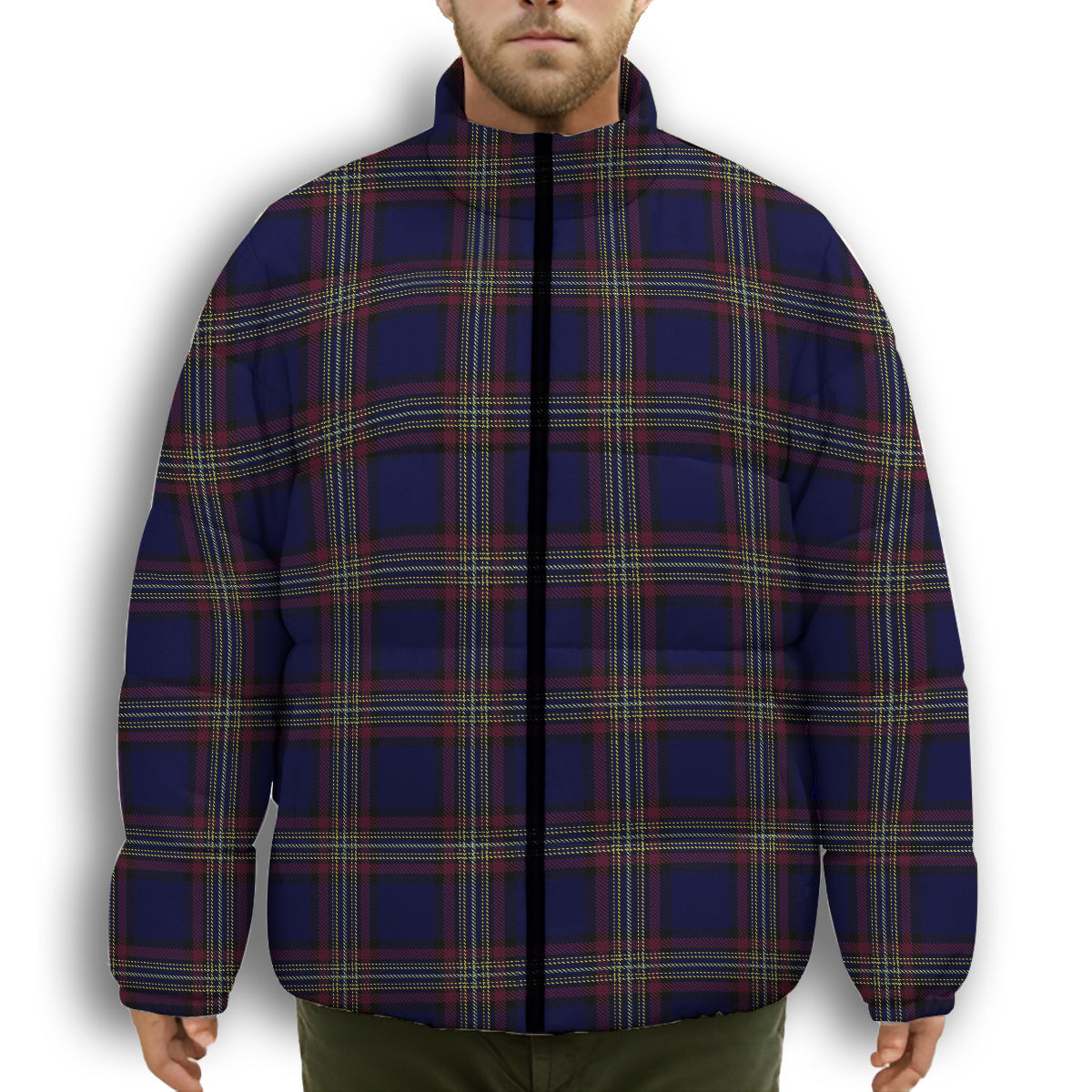 ScotsTee Shop Scottish York Regional Police Premium Tartan Collar Down Jacket Winter White Duck Down Plaid