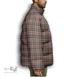 ScotsTee Shop Scottish Jacobite Dress 1 Premium Tartan Collar Down Jacket Winter White Duck Down Plaid