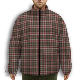 ScotsTee Shop Scottish Jacobite Dress 1 Premium Tartan Collar Down Jacket Winter White Duck Down Plaid