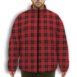 ScotsTee Shop Scottish Ramsay of Dalhousie (Ramsay Red) Modern Premium Tartan Collar Down Jacket Winter White Duck Down Plaid