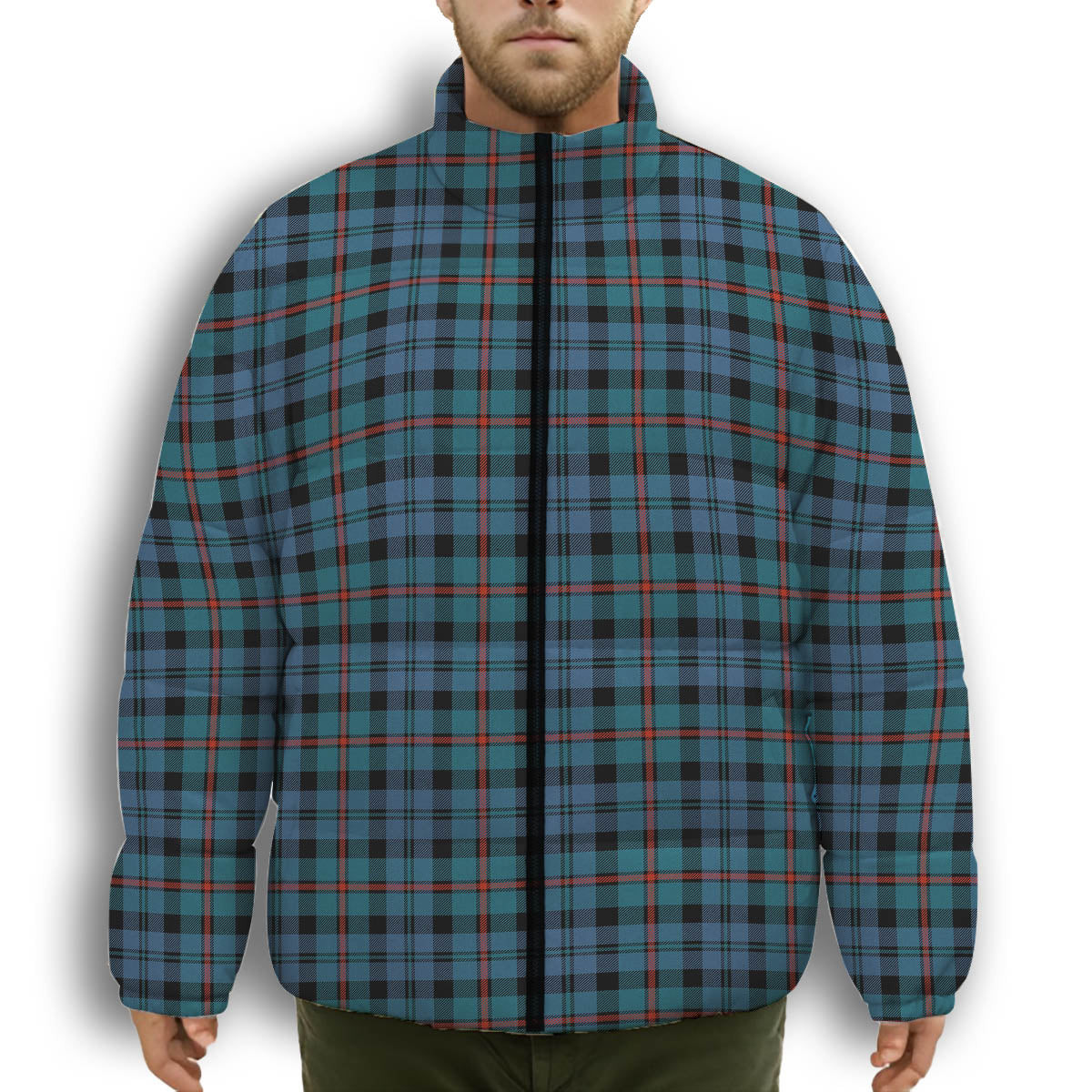 ScotsTee Shop Scottish McCorquodale Ancient Premium Tartan Collar Down Jacket Winter White Duck Down Plaid