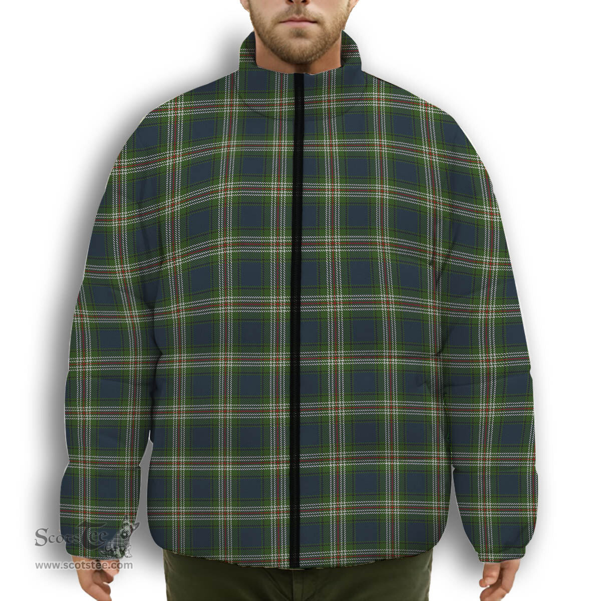 ScotsTee Shop Scottish Todd Premium Tartan Collar Down Jacket Winter White Duck Down Plaid