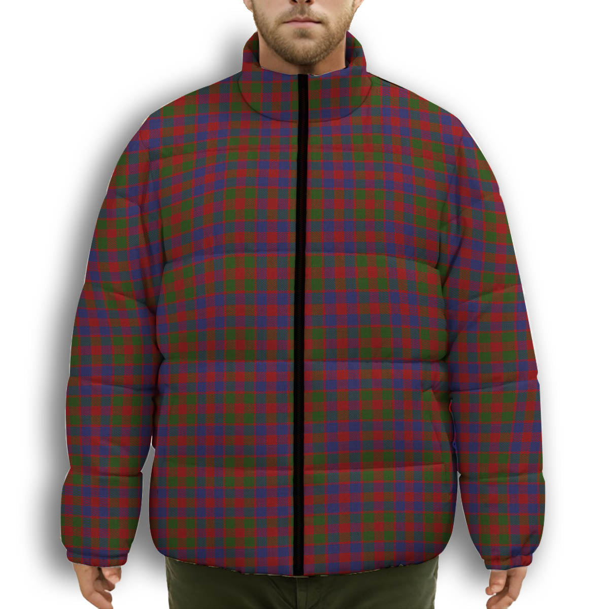 ScotsTee Shop Scottish Gow Premium Tartan Collar Down Jacket Winter White Duck Down Plaid