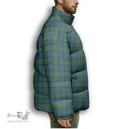ScotsTee Shop Scottish Lauder Premium Tartan Collar Down Jacket Winter White Duck Down Plaid