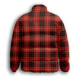 ScotsTee Shop Scottish Munro Black and Red Ancient Premium Tartan Collar Down Jacket Winter White Duck Down Plaid
